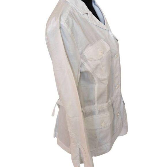 Talbots Womens Soft Linen Blend Button Front Casual Safari Jacket White Small - Picture 4 of 11